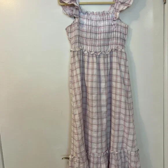 English Factory Plaid Midi Dress with Ruffles - NWOT, Excellent Condition - Picture 6 of 6
